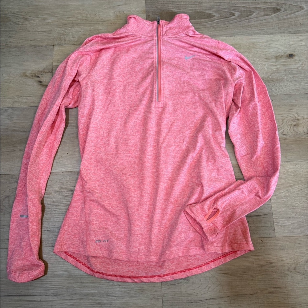 Nike Pink Fitted Zippered Polo Sweatshirt